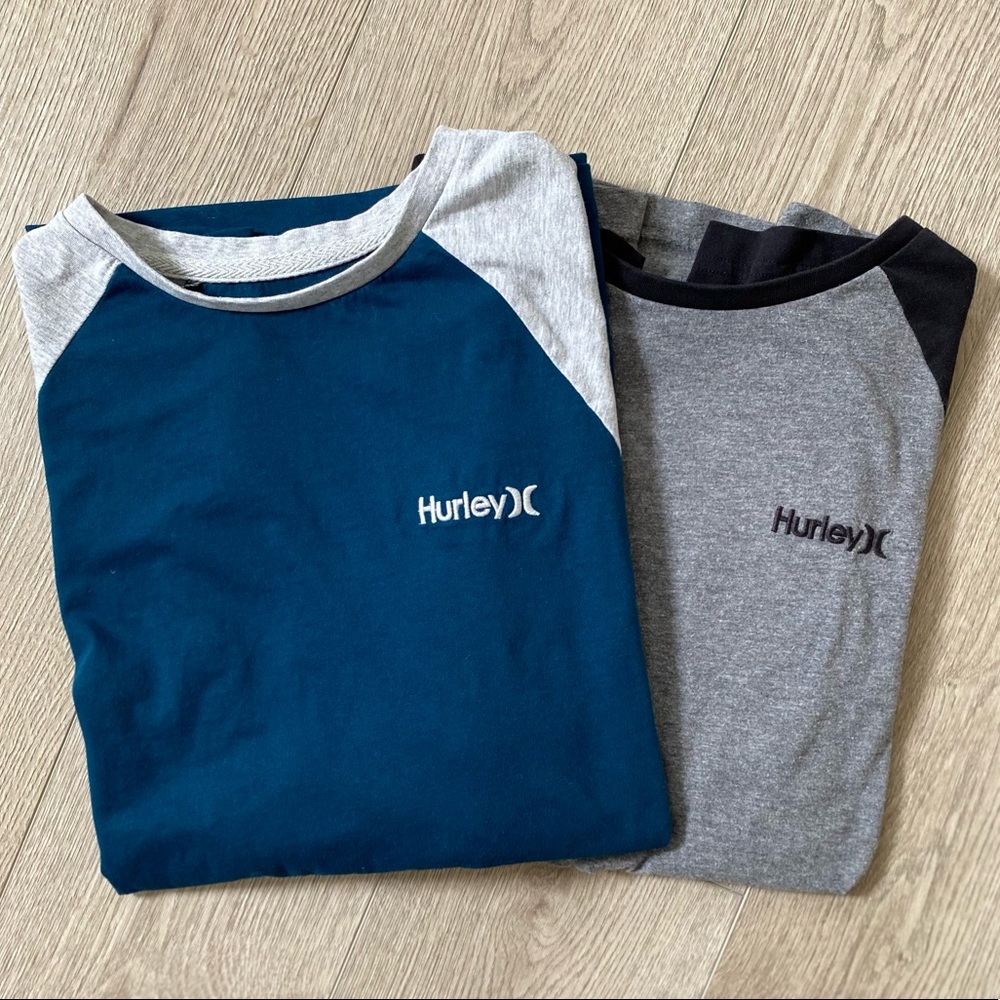 2 Mens long sleeve Hurley T-shirts - Size Large